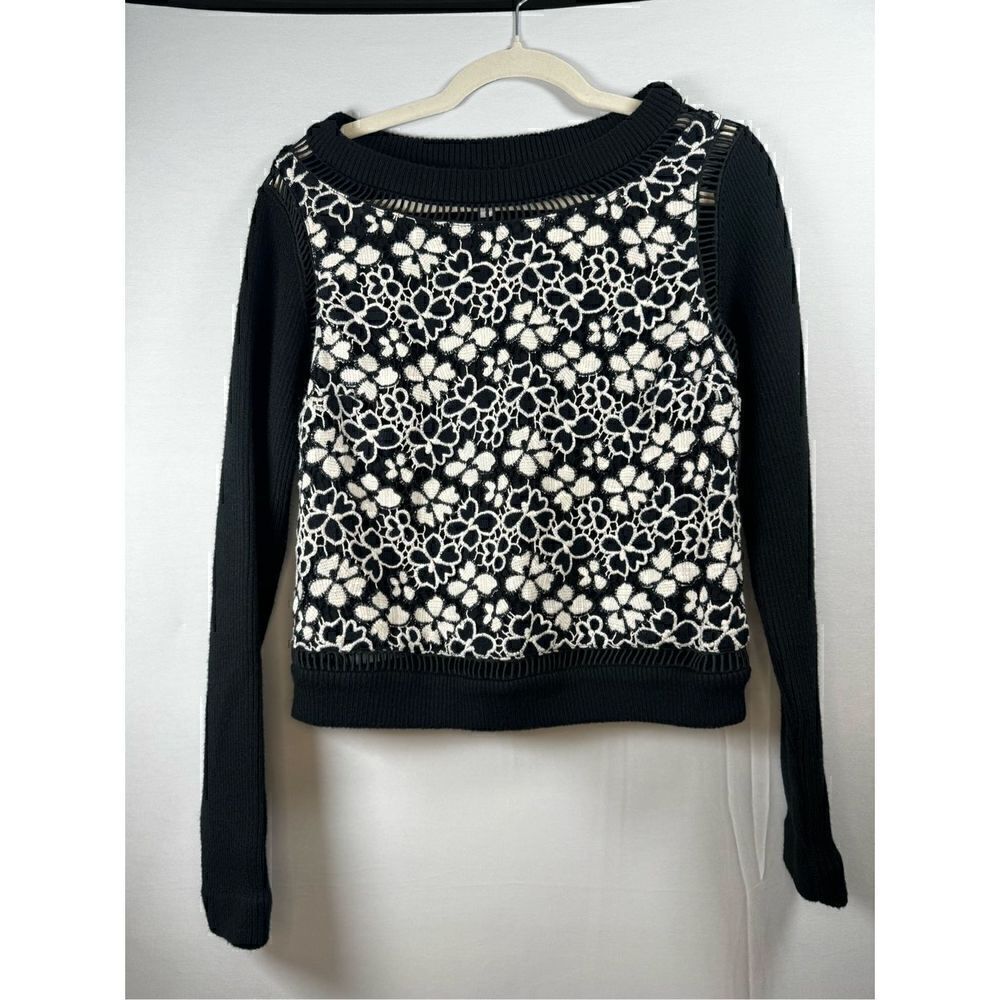 Plenty Tracy Reese Black Floral Sweater Size Small